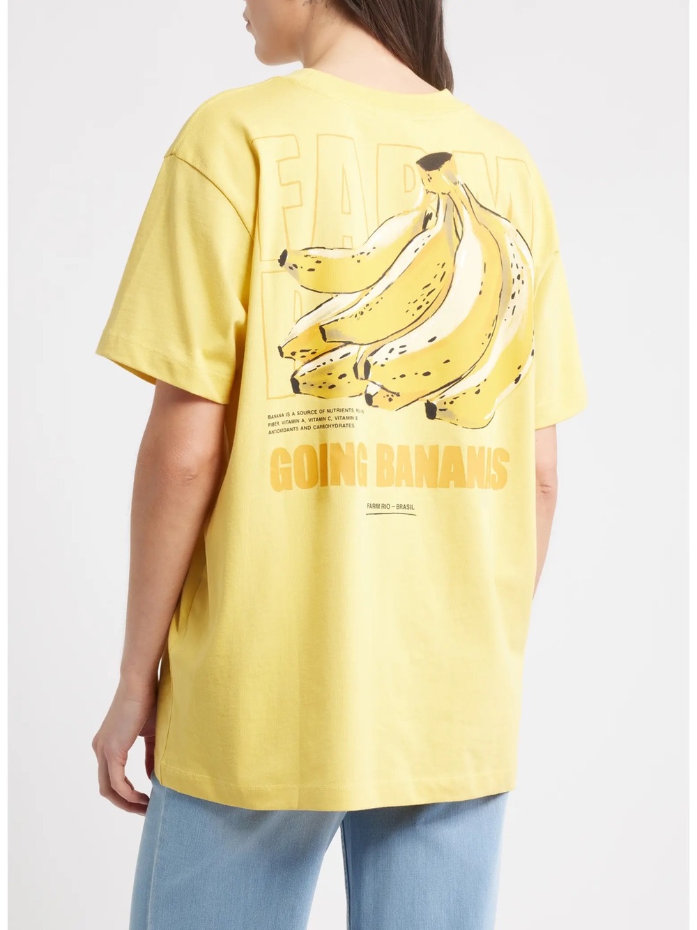 FARM RIO Yellow Graphic Banana Print T-Shirt